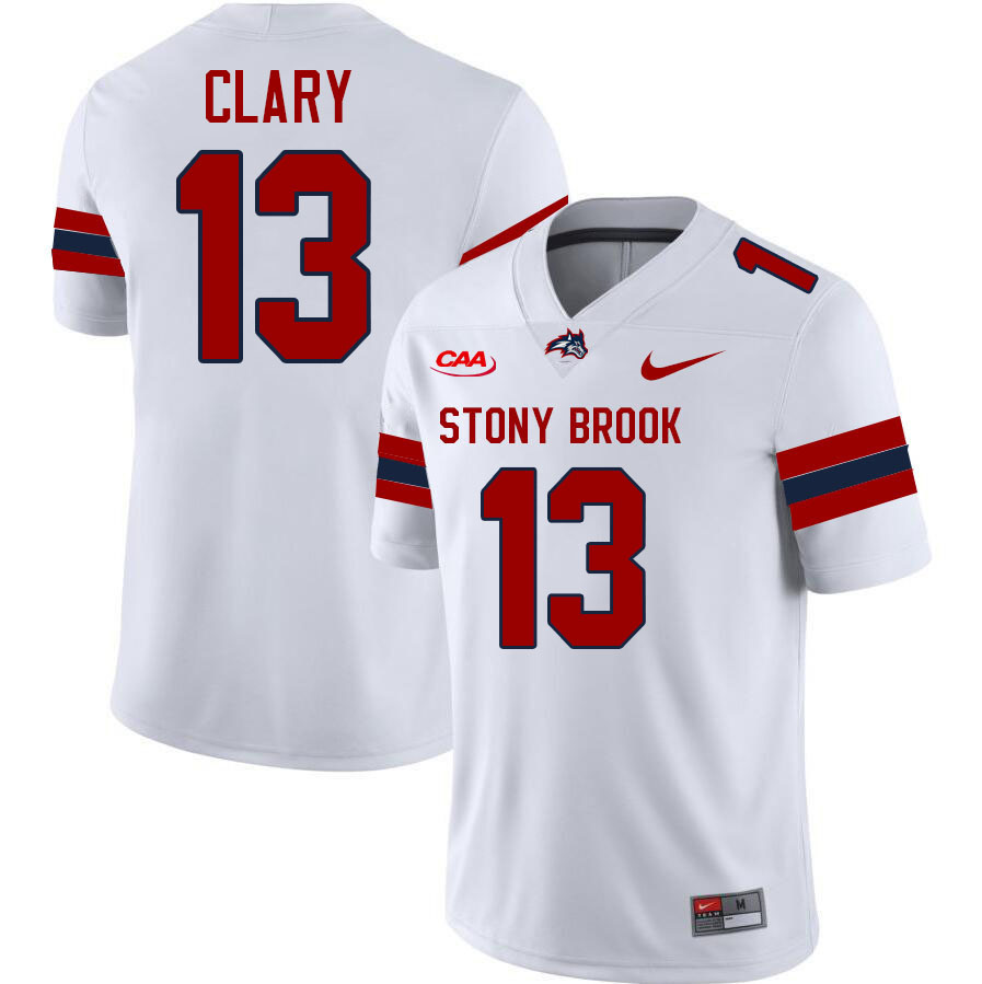 Stony Brook Seawolves #13 Dyshier Clary College Football Jerseys,Uniforms-White